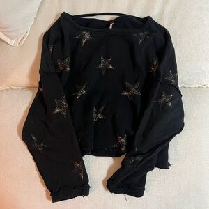 Free people black gold star sweater like new